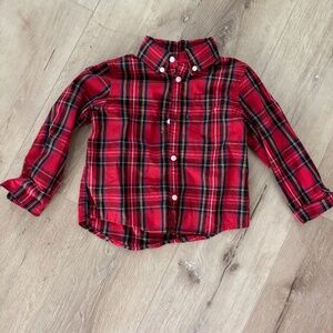 Crewcuts holiday Christmas plaid button down 4T